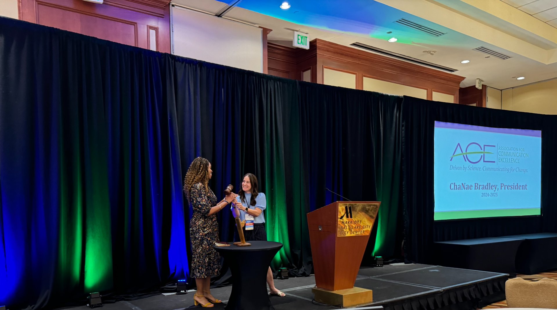 ChaNaè Bradley, Fort Valley State University’s senior communications specialist, receives the gavel as she is appointed president.