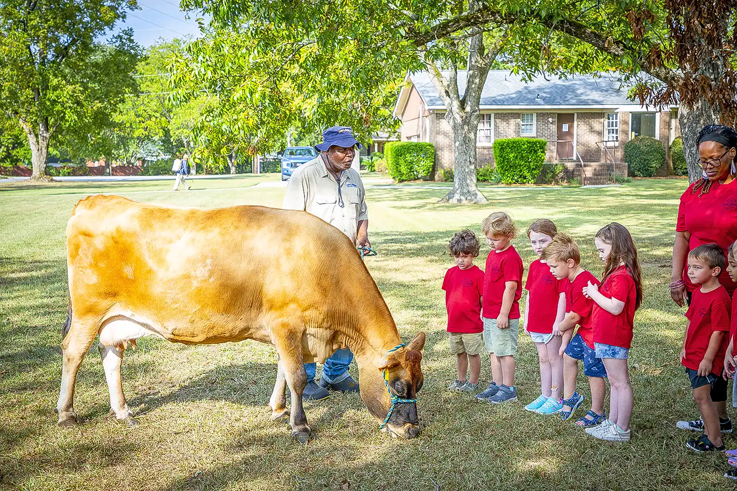 Children learning about farm animals.