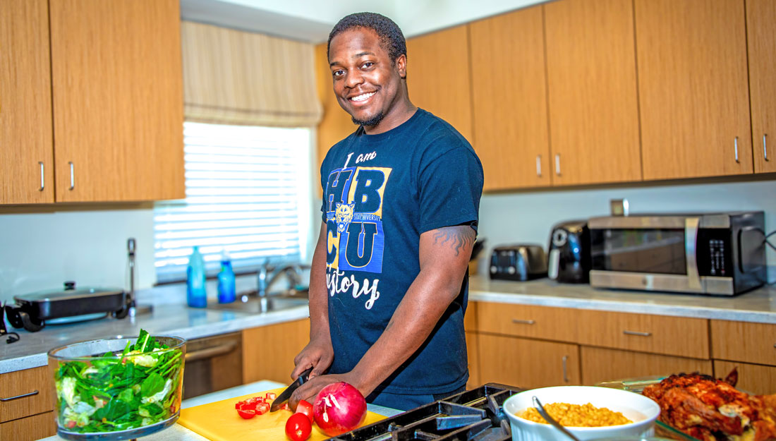 FCS student preparing fresh produce