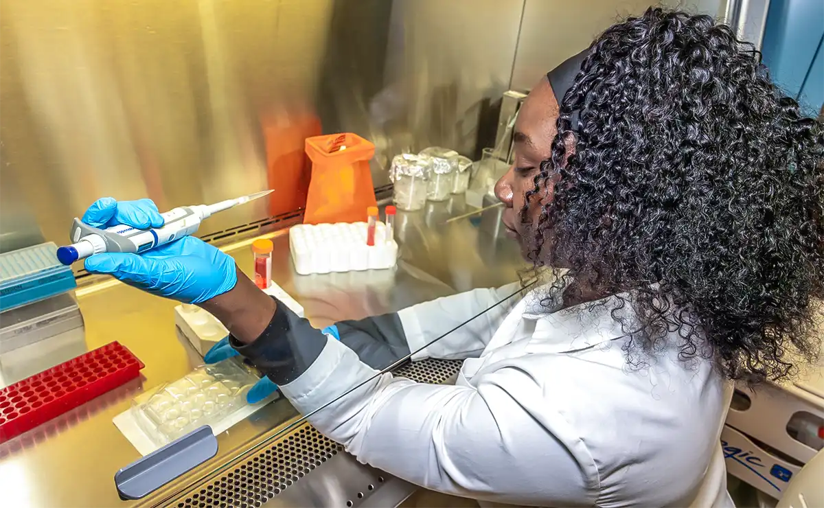 A student working in the lab.