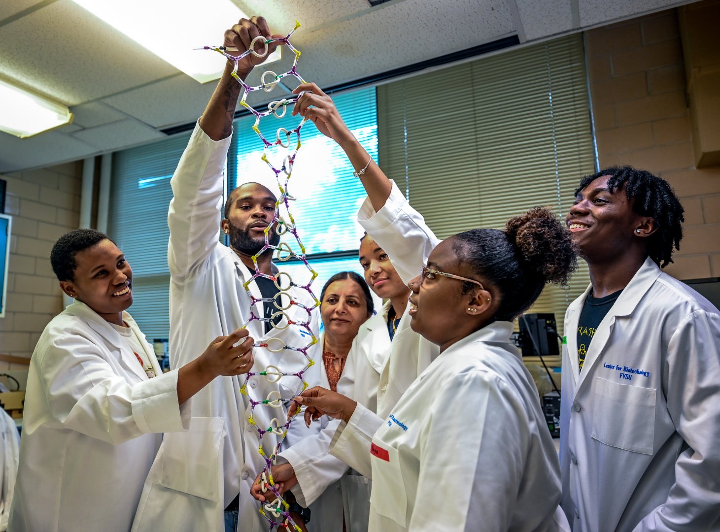 Six students studying plant science-biotechnology and biology at Fort Valley State University participated in a CRISPR-based summer workshop to learn more about DNA sequences and molecular biology techniques.