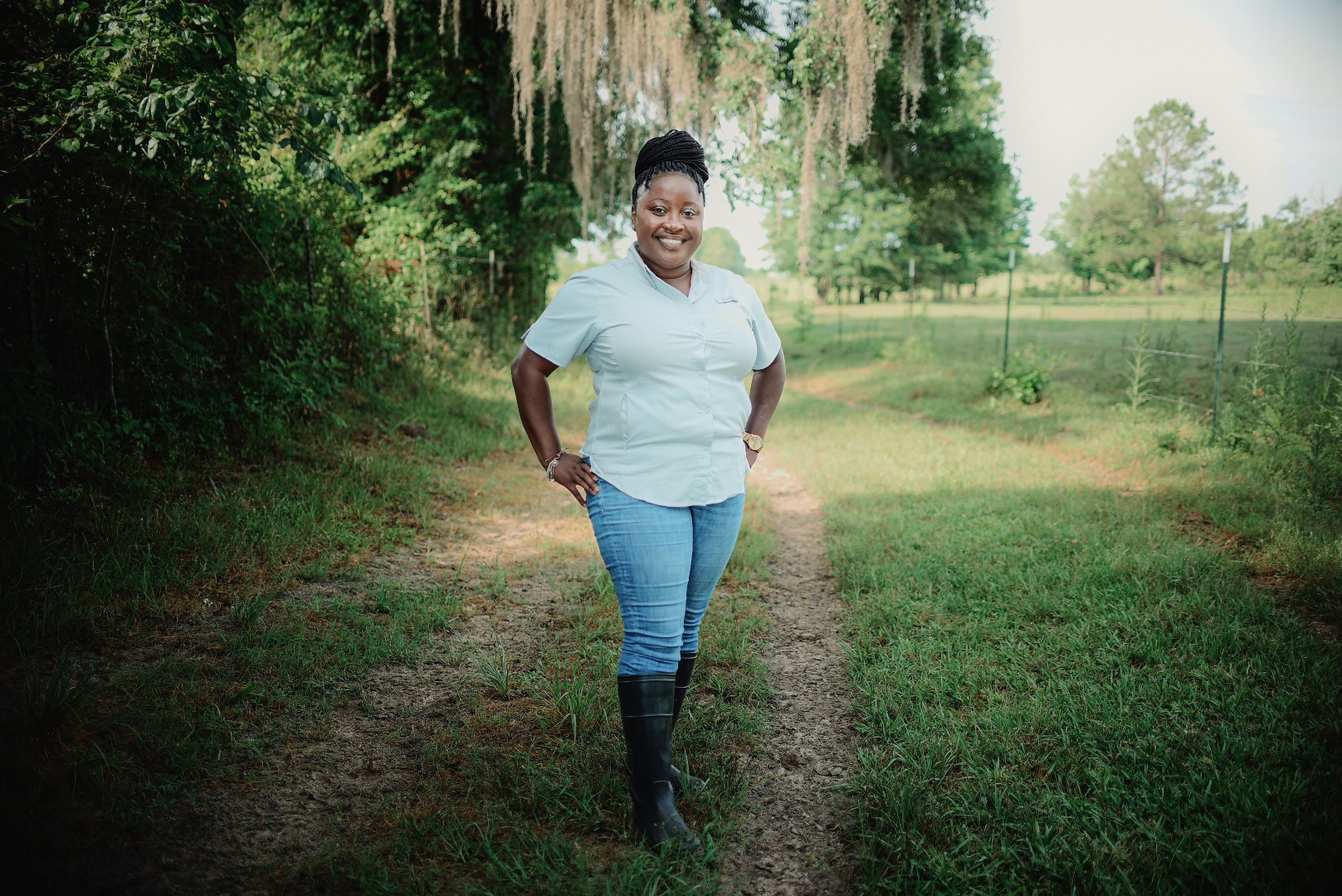 Fort Valley State University 2013 family and consumer sciences (FCS) infant and child development alumna, Leslie Weaver Thomas, on her property in Chatham County, Georgia.