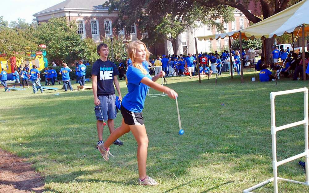 High Schoolers play a game of ladder ball at the 4H/FFA Youth Agriculture Day at Fort Valley State University 