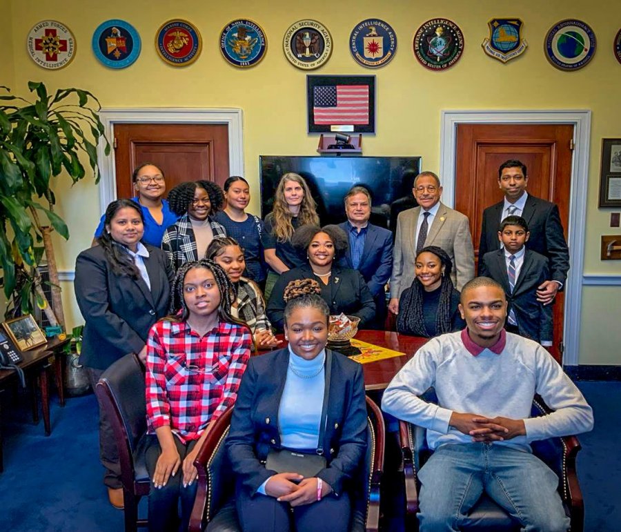 Students are shown with Congressman Sanford Bishop.