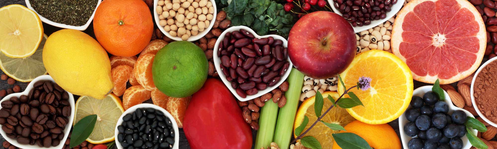 A selection of fresh fruits and vegetables