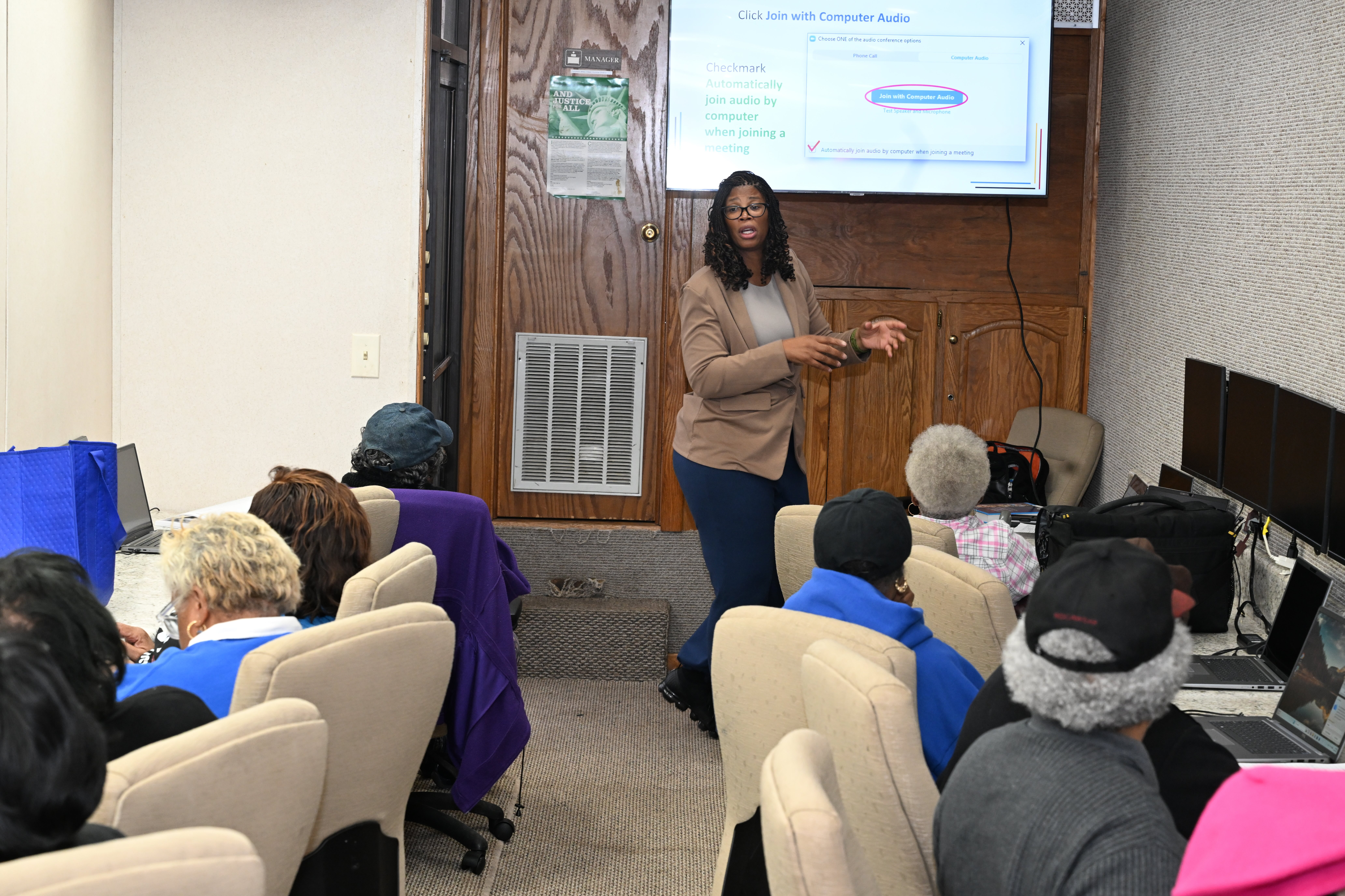 Yolanda McFerrin, Ed.D., teaches older adults in the Mobile Information Technology Center.